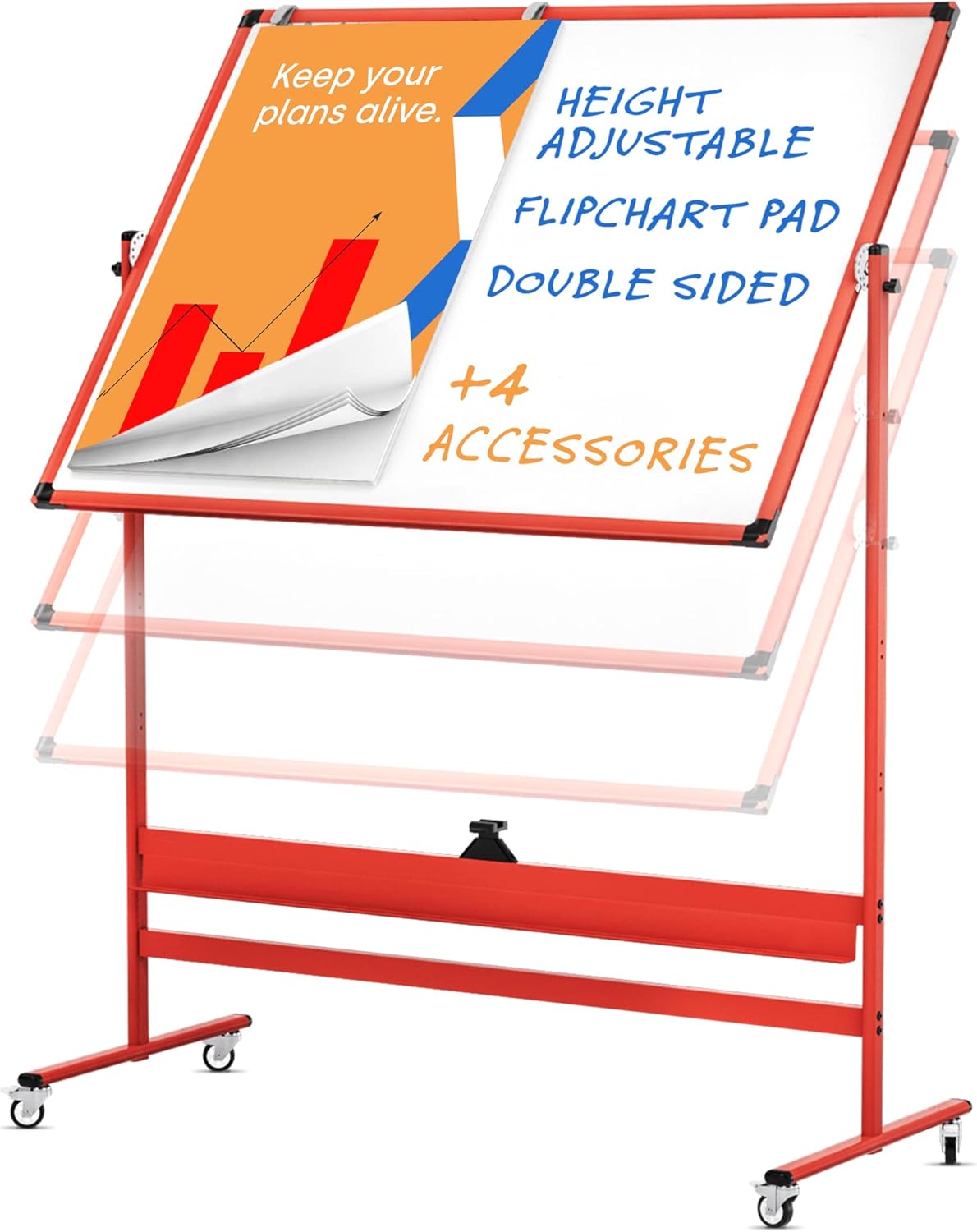 Magnetic Black Board Dry Erase Rolling Blackboard with Stand Double Sided Adjustable Portable Easel Q909