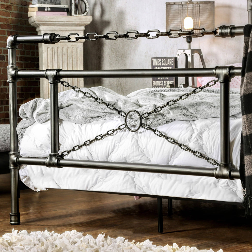 Industrial Brushed Silver Bed California King O188425
