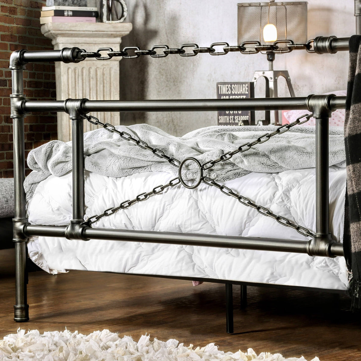 Industrial Brushed Silver Bed California King O188425