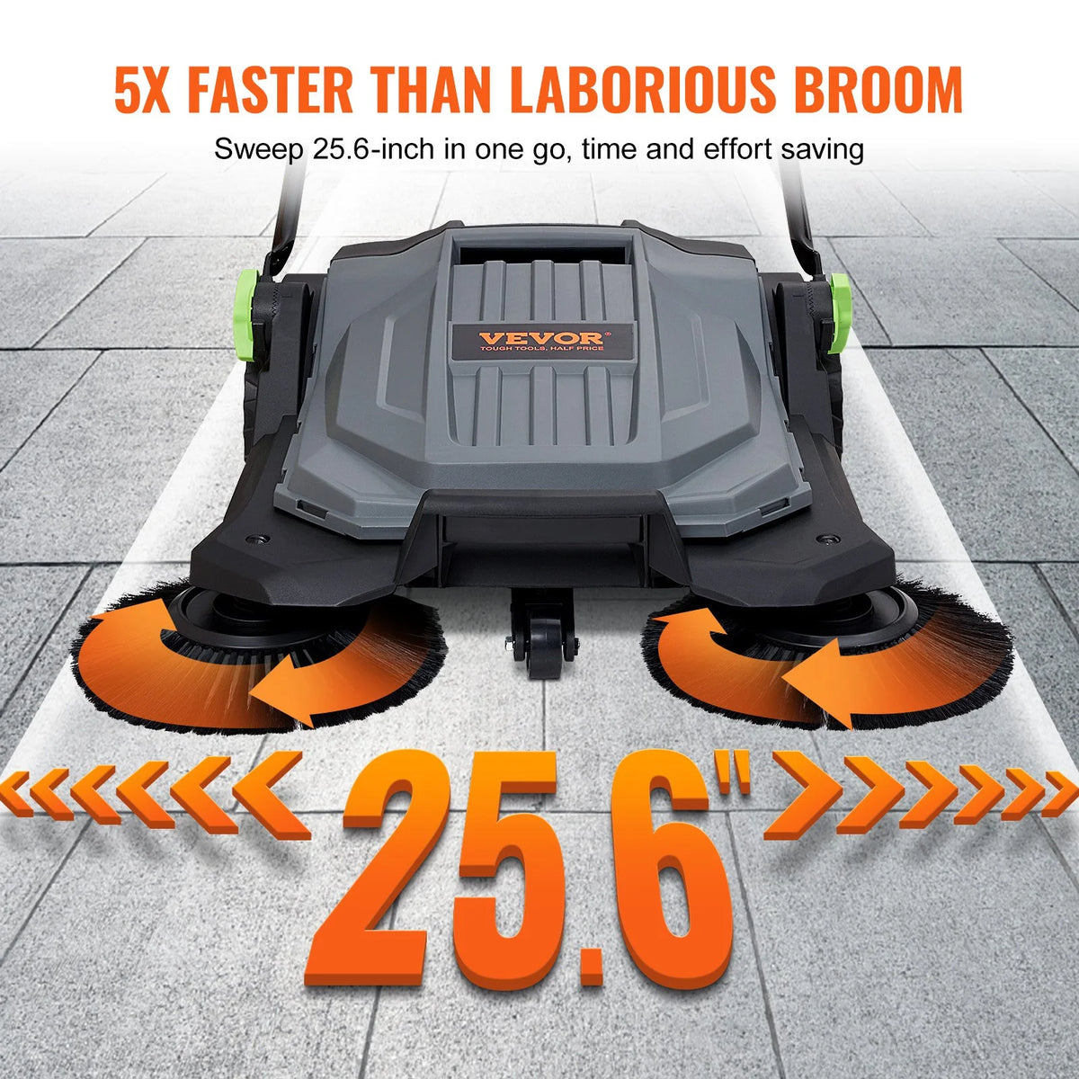 25.6" Manual Walk-behind Floor Sweeper with 5-Gallon Waste Container G6072
