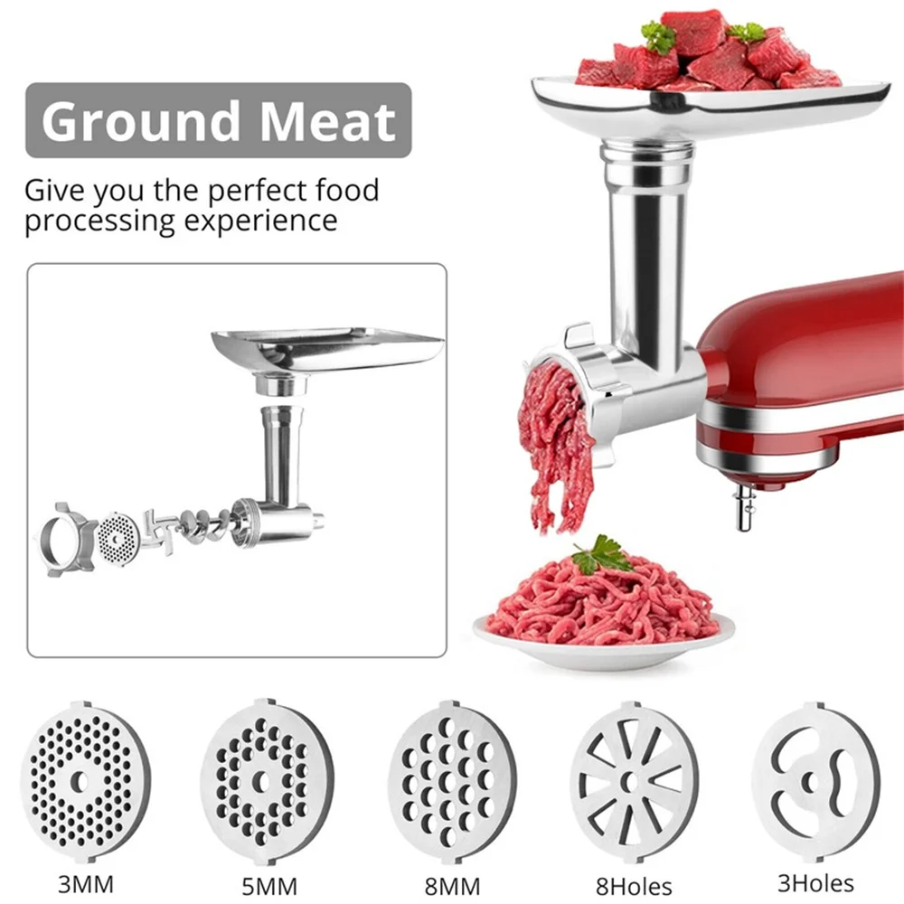 Metal Food Grinder Attachment for KitchenAid Stand Mixers with Sausage Stuffer Tubes H8789