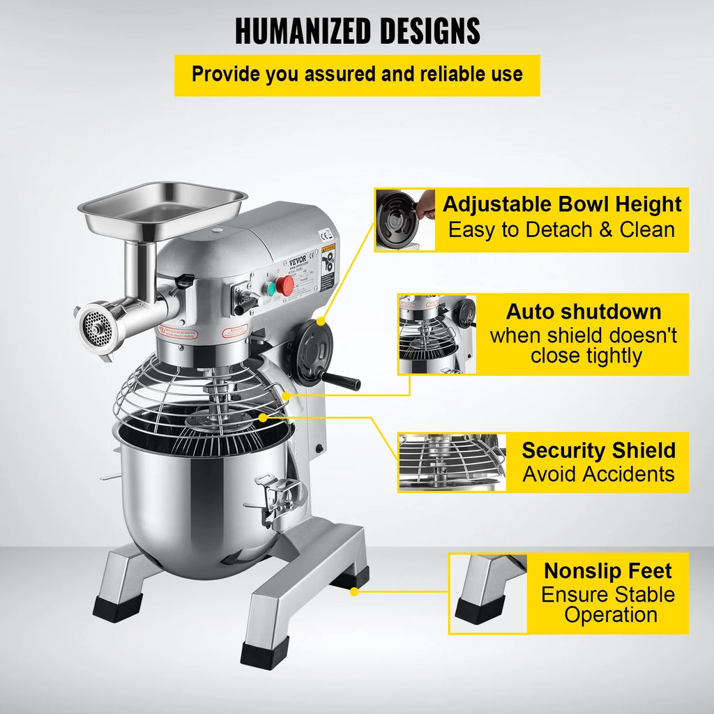 20Qt Stainless Steel Bowl 1100W Electric Stand Mixer with Meat Grinder Q224694