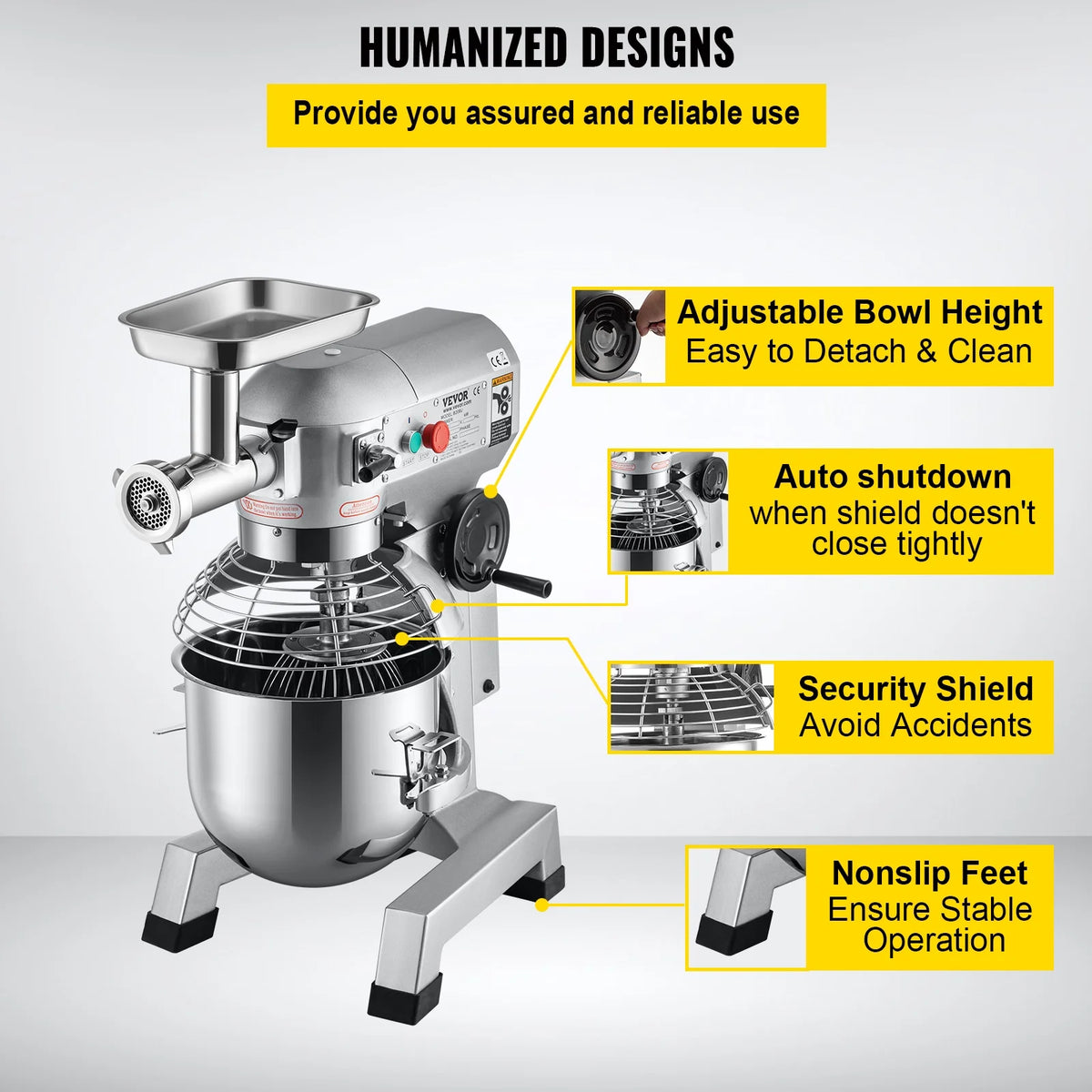 20Qt Stainless Steel Bowl 1100W Electric Stand Mixer with Meat Grinder Q224694