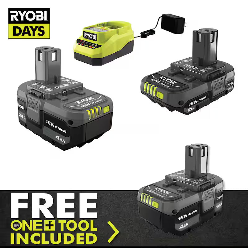 18V Lithium-Ion 4.0 Ah Battery, 2.0 Ah Battery, and Charger Kit A137
