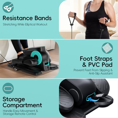 Under Desk Elliptical Machine, Quiet Portable Electric Seated Pedal Exerciser with Remote Control & 12 Adjustable Speeds U410887