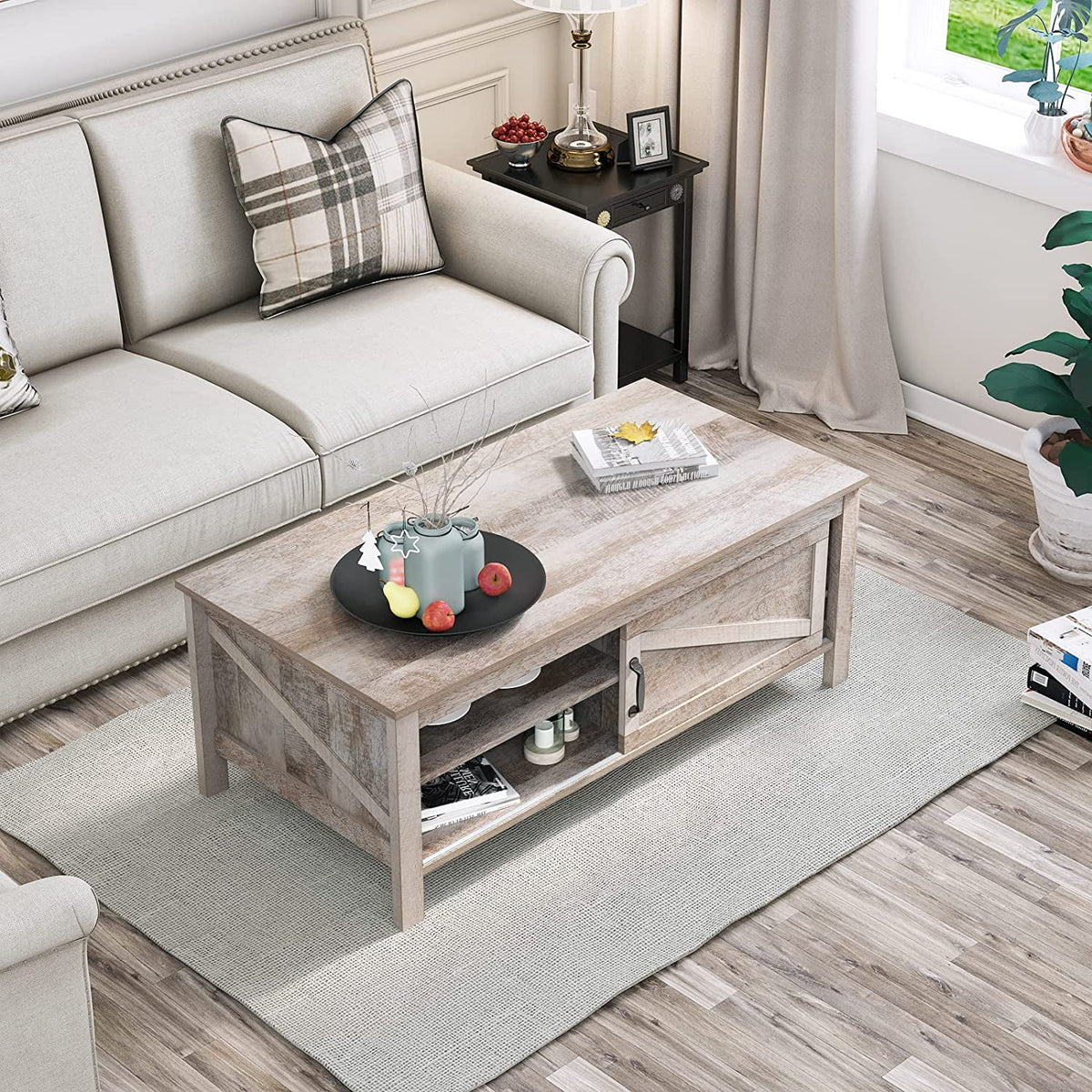 Gray Wood Coffee Table with Storage K1287