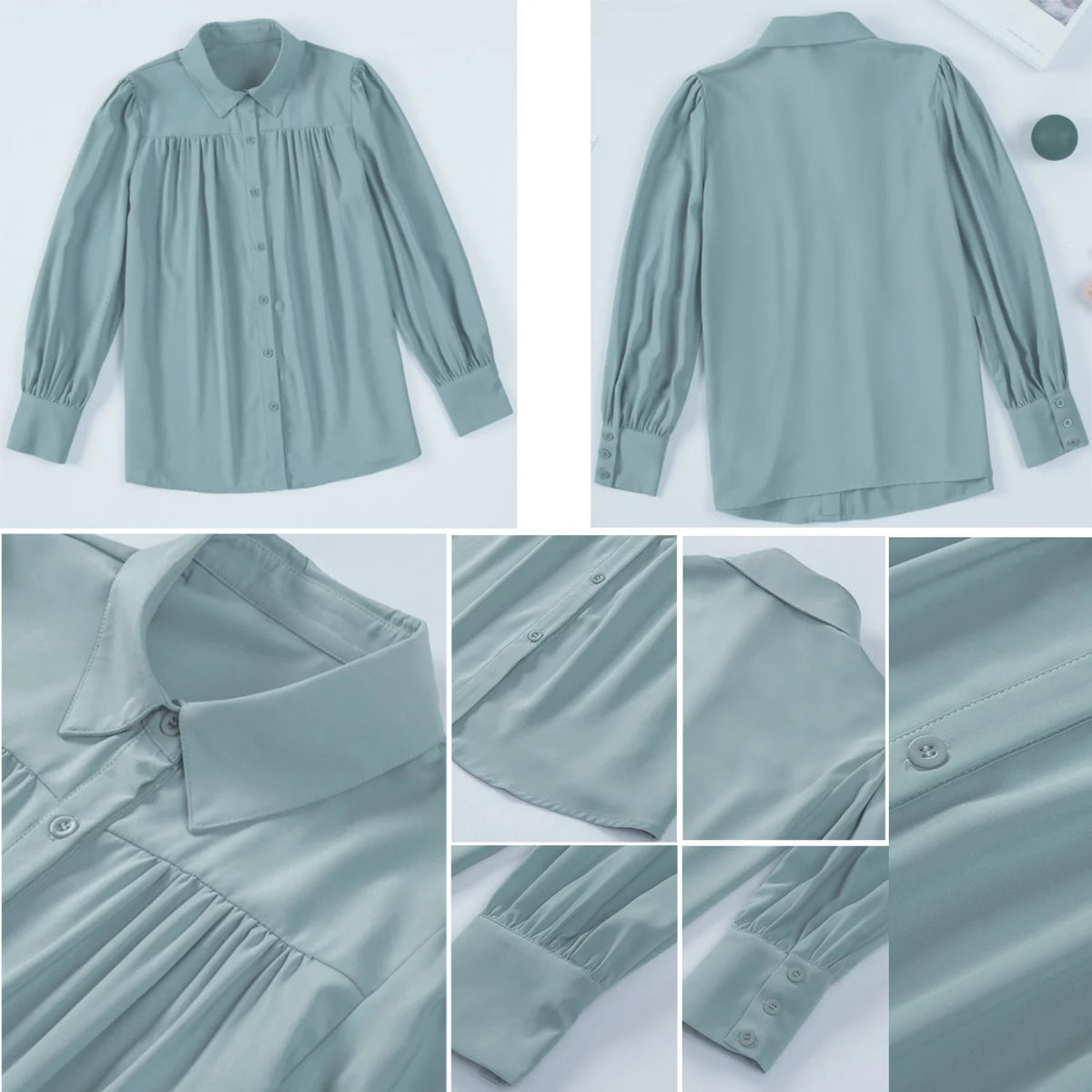 Long Sleeve Button Down Plus Size Blouse O622617