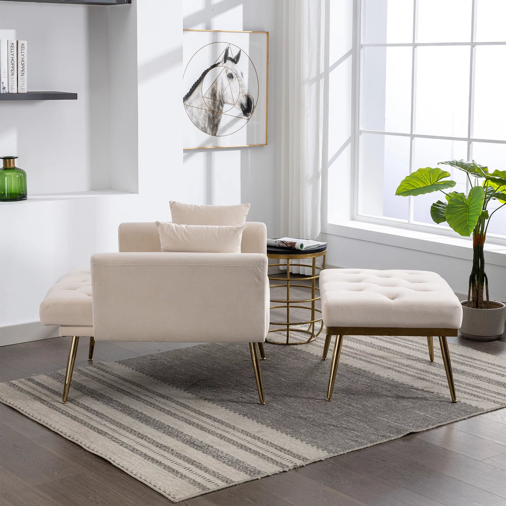 Velvet Accent Chair with Ottoman E1528