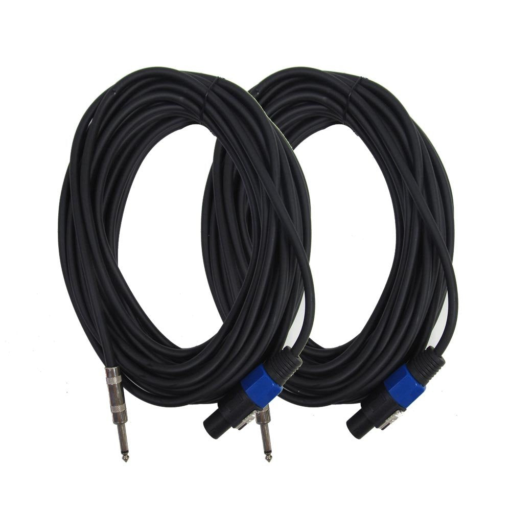 25 Foot Speakon to 1/4 Speaker Cable, 2 Conductor, 14 Gauge, Pack of 2 B286