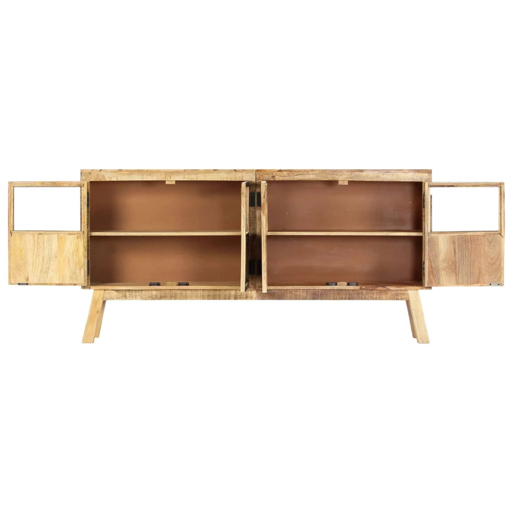 Brown and Black Solid Rough Mango Wood Sideboard T6300