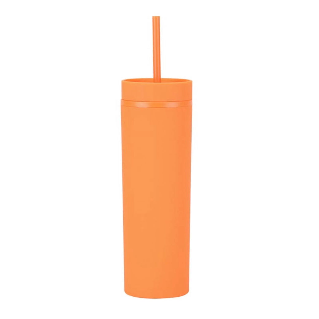 16oz Tumbler with Lid and Straw Double Wall Plastic Cup BPA Free T83885