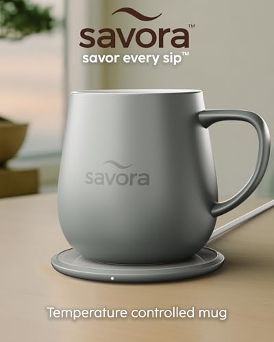 12oz Heated Ceramic Coffee Mug with Lid F981