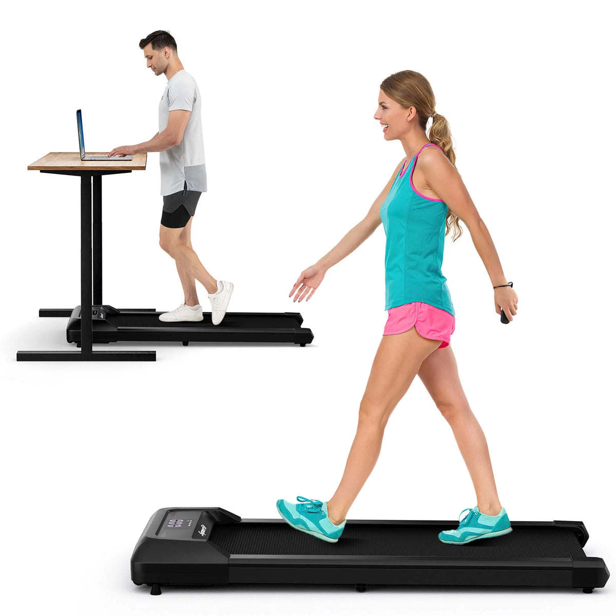 0.6-3.8MPH Walking Pad Under Desk Treadmill Black V6140