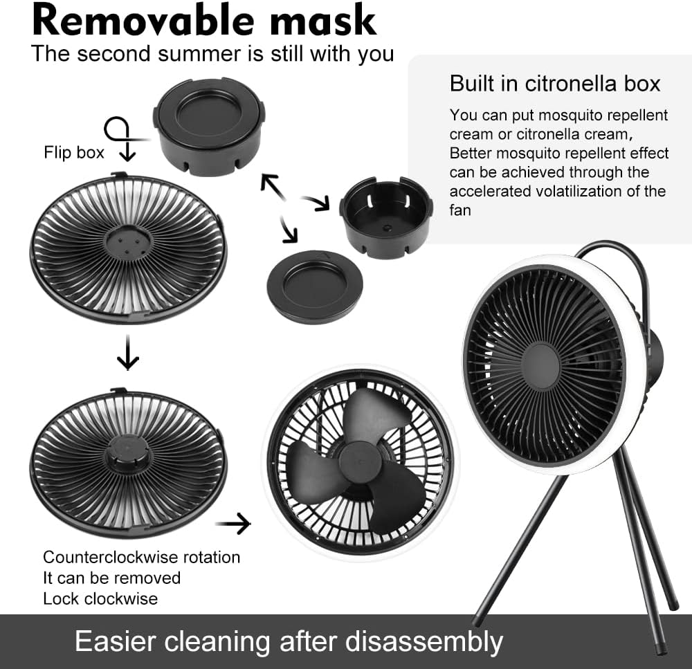 Camping Fan with LED Lantern, USB Desk Fan, Pack of 2 P9718