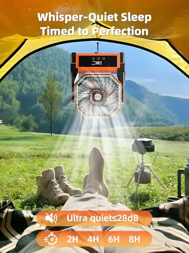 Portable Rechargeable Camping Fan with LED Lantern Q2579