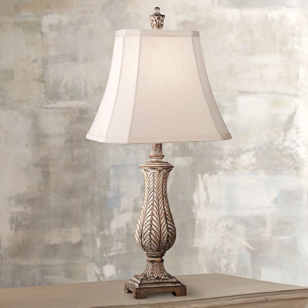 Antique Gold Table Lamp with Off White Rectangular Shade R4972