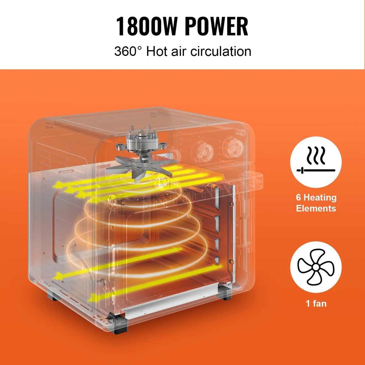 7-IN-1 Air Fryer Toaster Oven 18L Stainless Steel 1700W B697