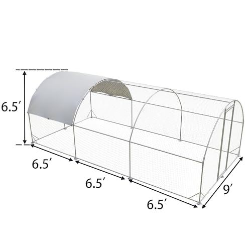 Metal Chicken Coop with Run, 19.6'x9.8'x6.4' X3829