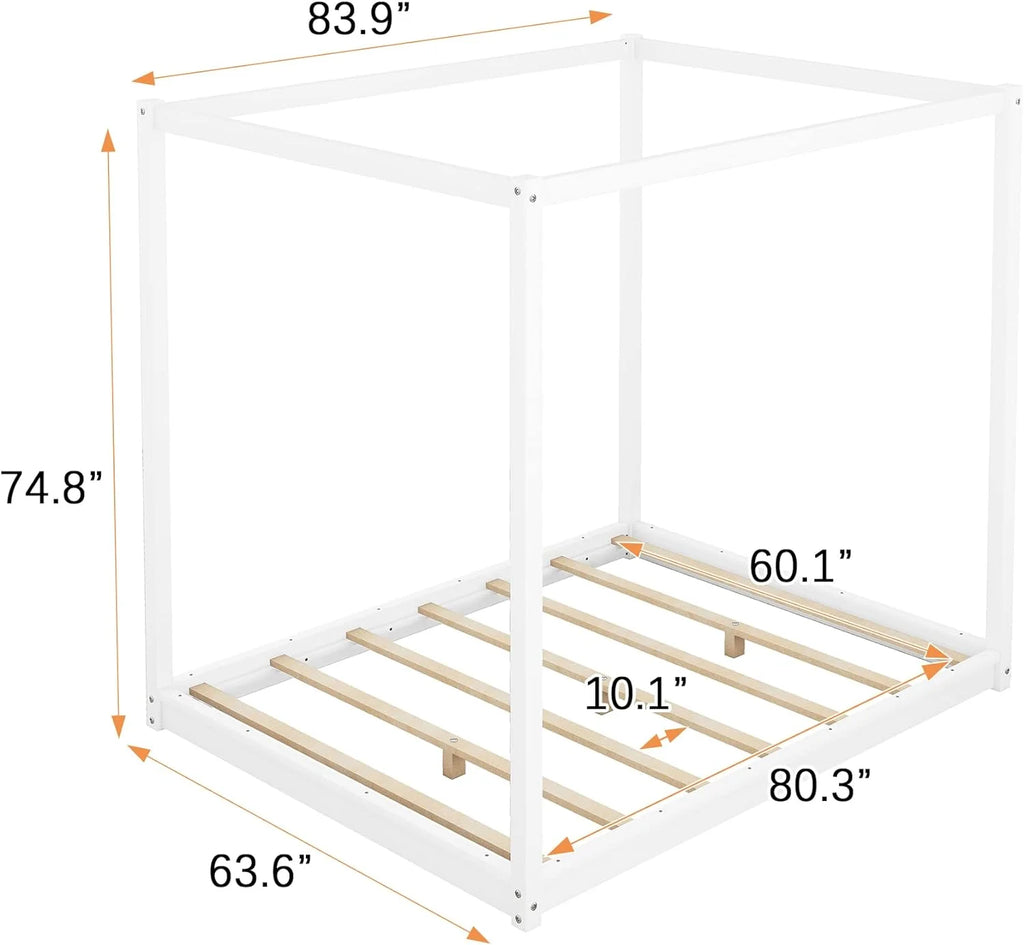 Queen Size Wooden Canopy Platform Bed Frame R8673