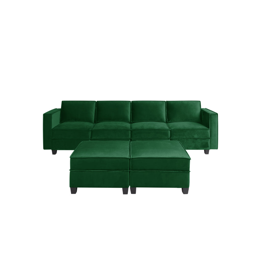 Modern Large Velvet U-Shaped Convertible Sectional Sofa Bed with Removable Storage Ottomans M1049