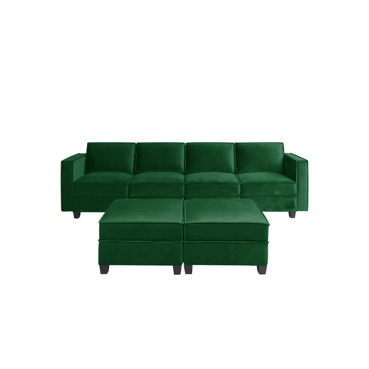 Modern Large Velvet U-Shaped Convertible Sectional Sofa Bed with Removable Storage Ottomans M1049