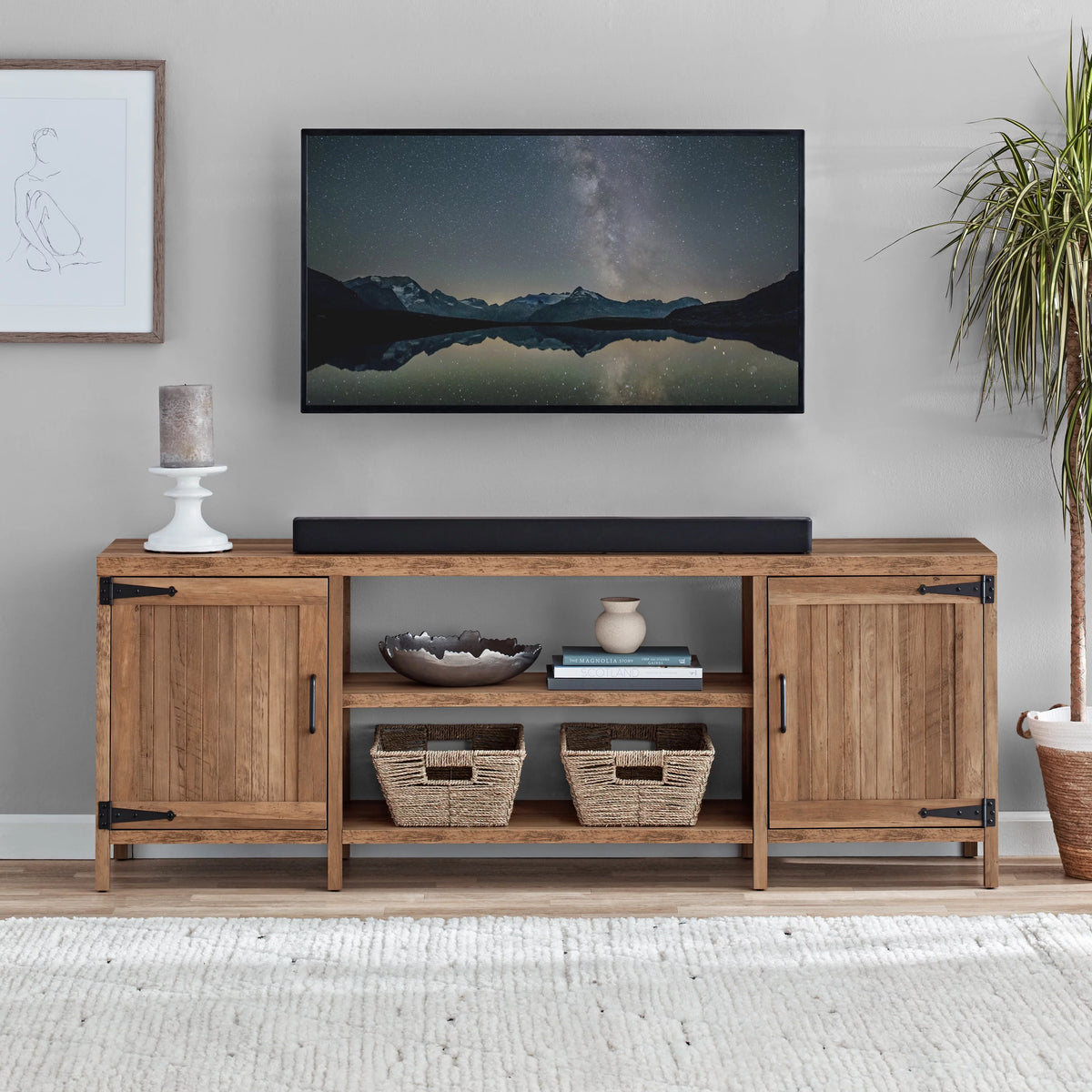 Rustic Weathered Oak TV Stand F2350