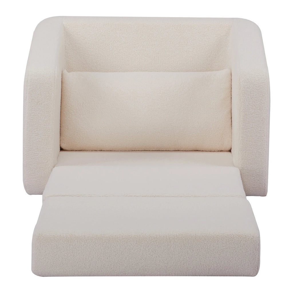 Ivory Polyester Sherpa Convertible Chair S49766