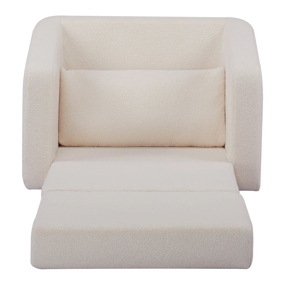 Ivory Polyester Sherpa Convertible Chair S49766