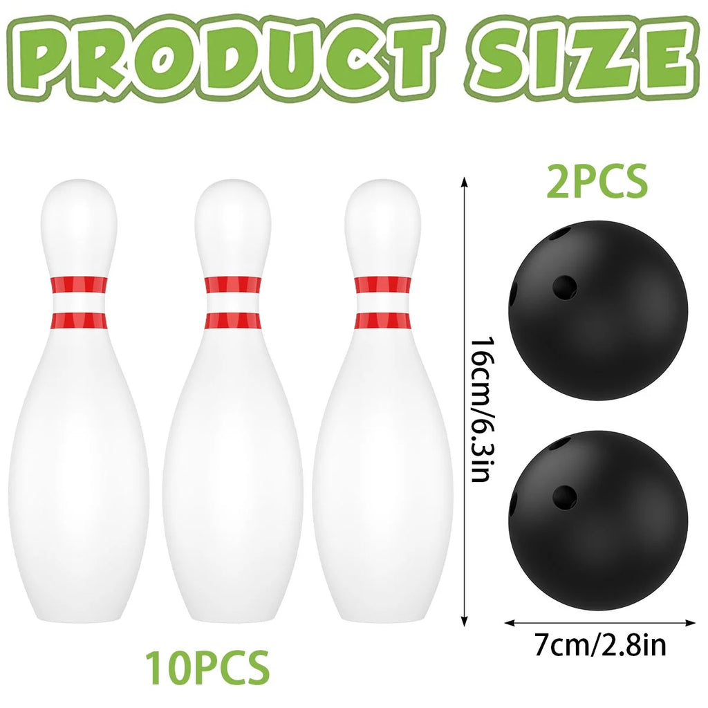 12 Pcs Kids Bowling Set with 10 White Pins and 2 Balls B973779