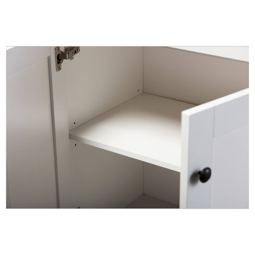 Two-Tone White and Dark Brown Lacquered Wood Kitchen Cart Cabinet Q1452