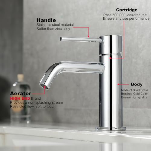 Brushed Gold Single Handle Vessel Sink Faucet T377