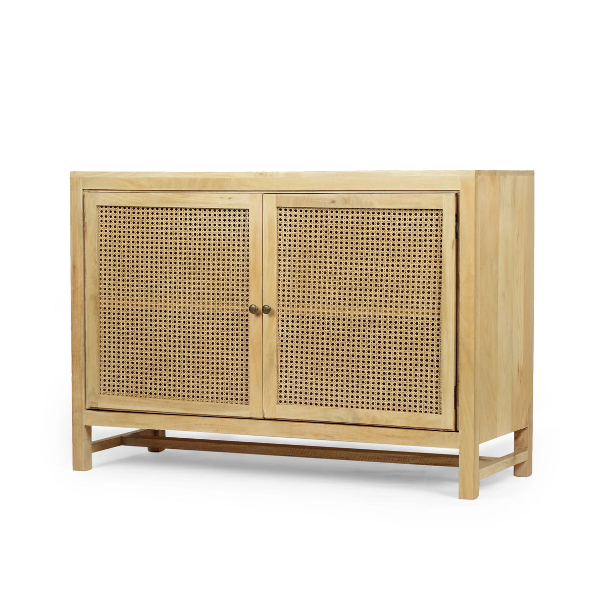 2 Door Mango Wood Cabinet with Wicker Caning N6466