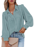 Long Sleeve Button Down Plus Size Blouse O622617