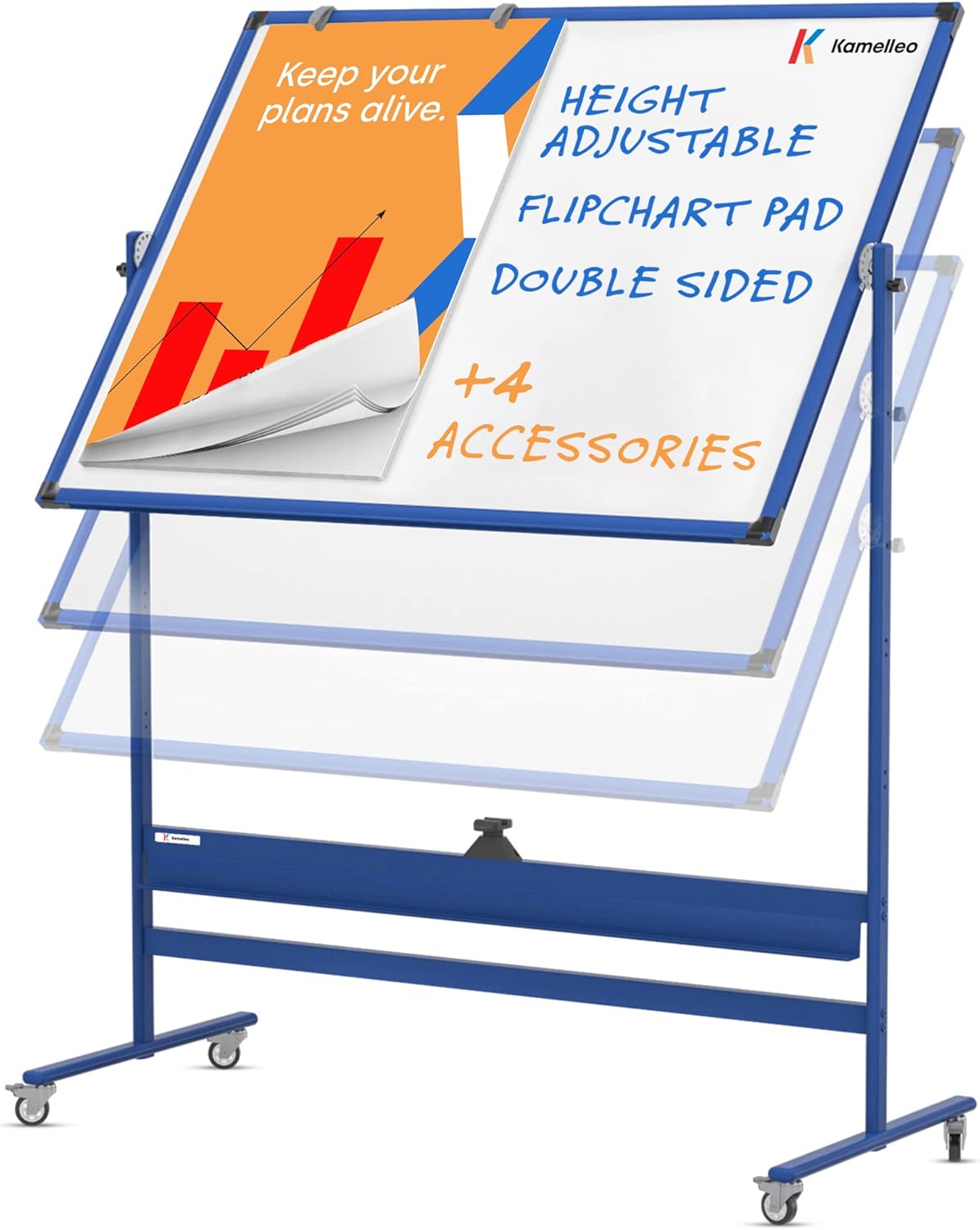 Magnetic Black Board Dry Erase Rolling Blackboard with Stand Double Sided Adjustable Portable Easel Q909