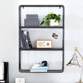 Black 2 Shelf Metal Grid Wall Bookcase H613899