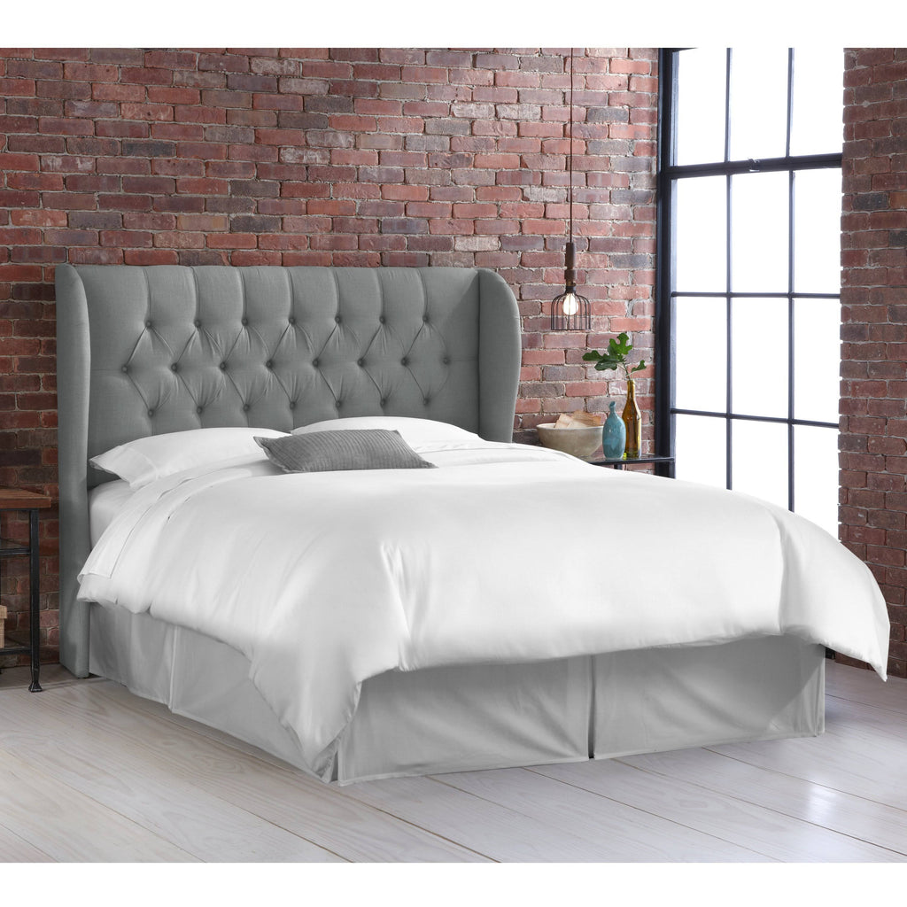 Gray Linen Tufted Wingback Headboard P659709