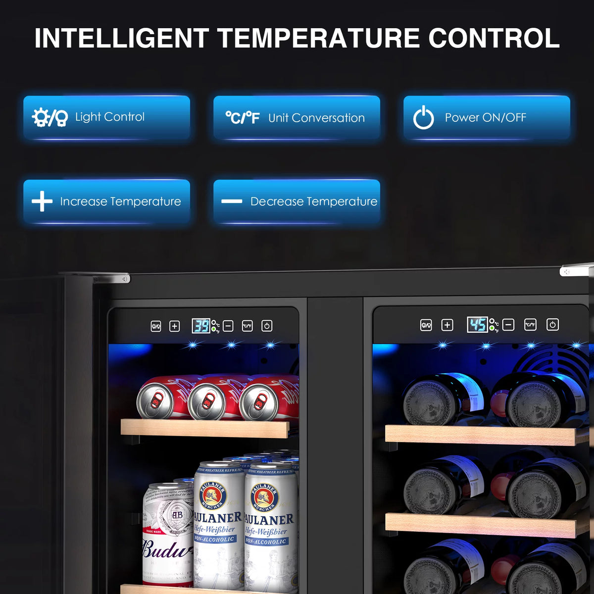 Beverage Refrigerator and Wine Cooler, Dual Zone 24 inch Built-in 20 Bottles 57 Cans H5671