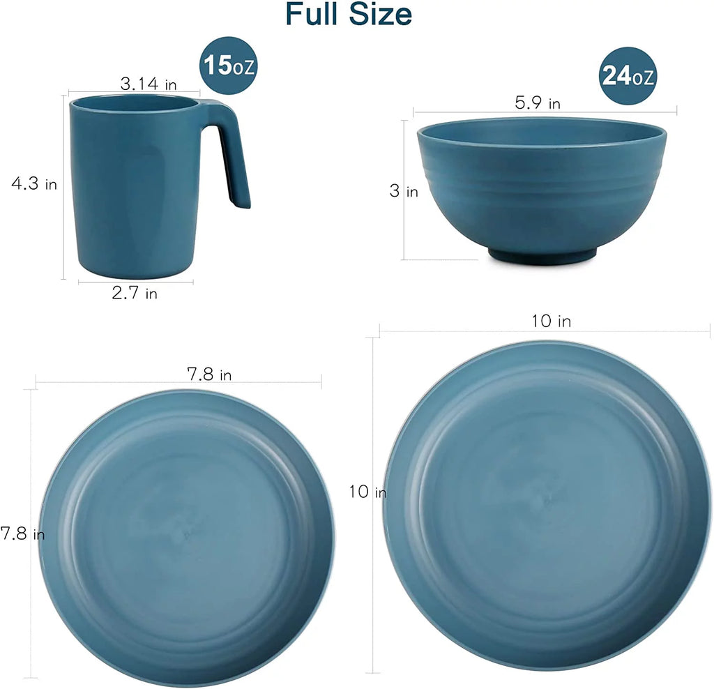 Plastic 36PCS Dinnerware Set Microwave Safe Service for 6 Multicolor E6706