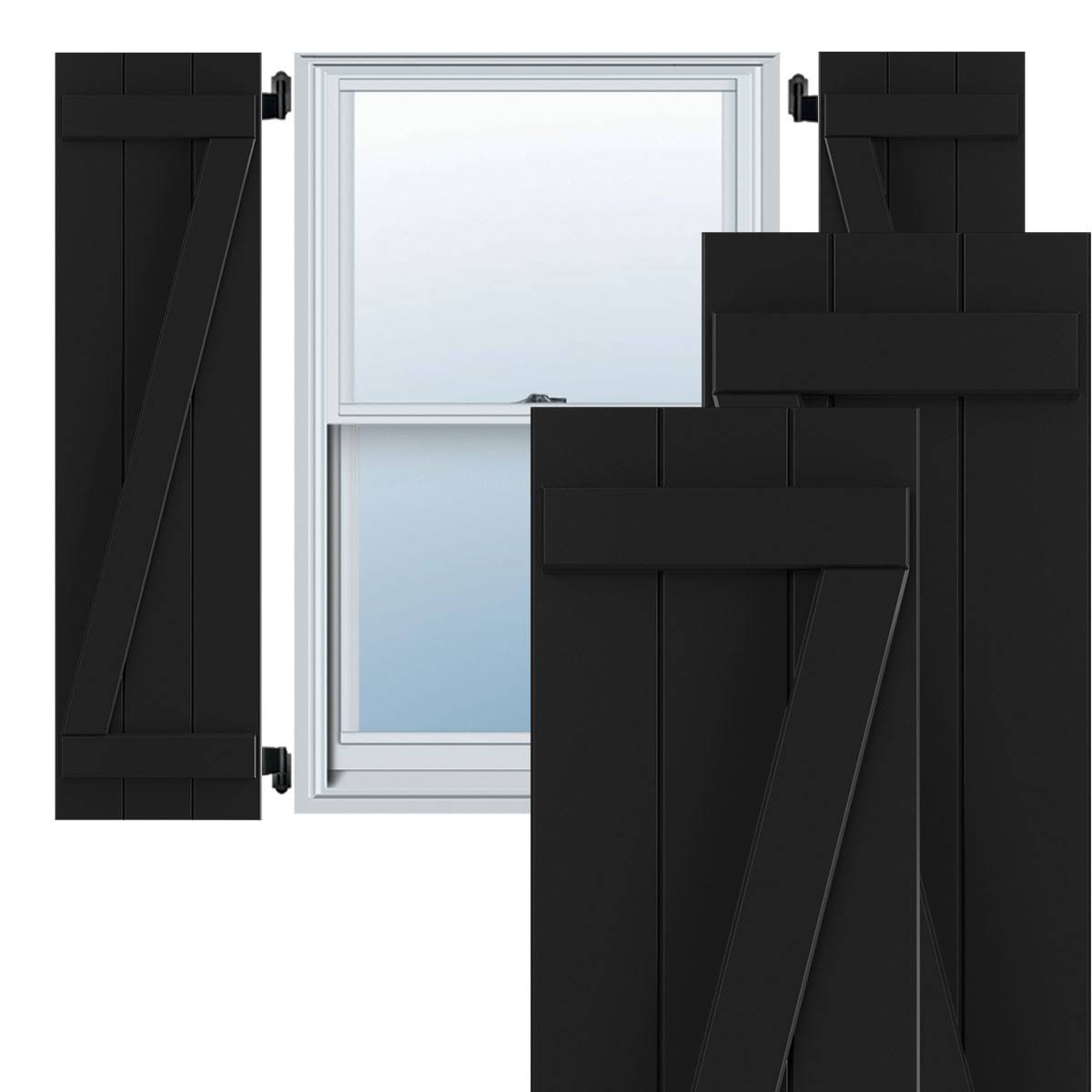 Black PVC Board and Batten Shutters (Per Pair) S1953