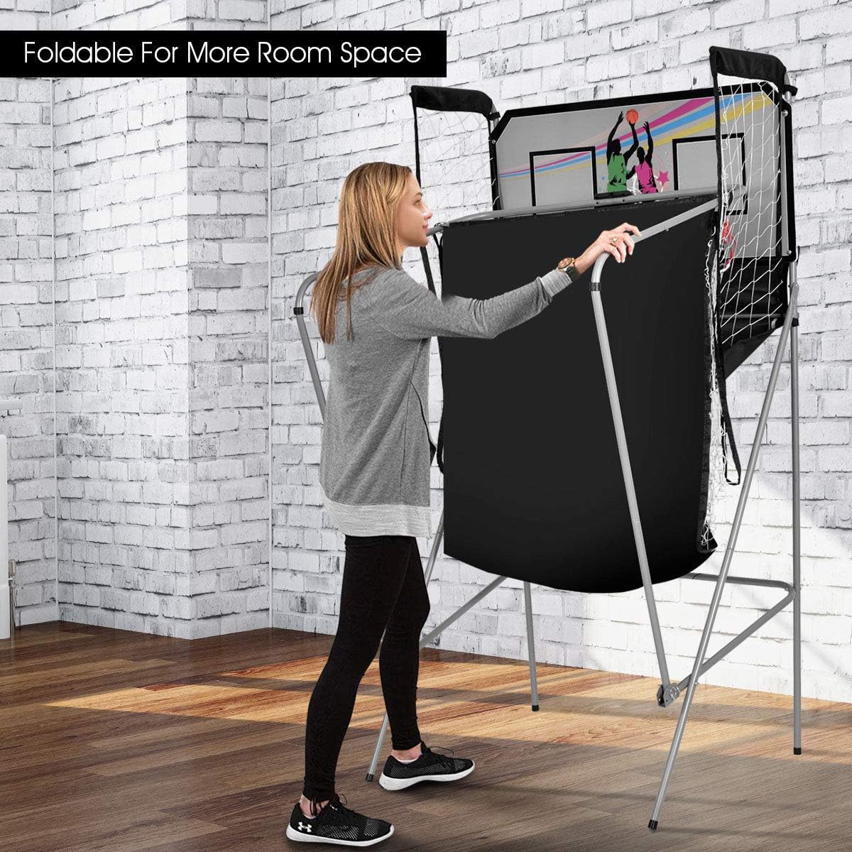 Foldable Basketball Arcade Game with LED Scoring System F586