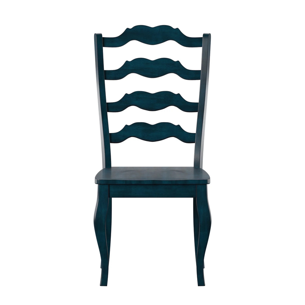 Wood Dining Chairs, Set of 2, Antique Dark Denim Blue A208326
