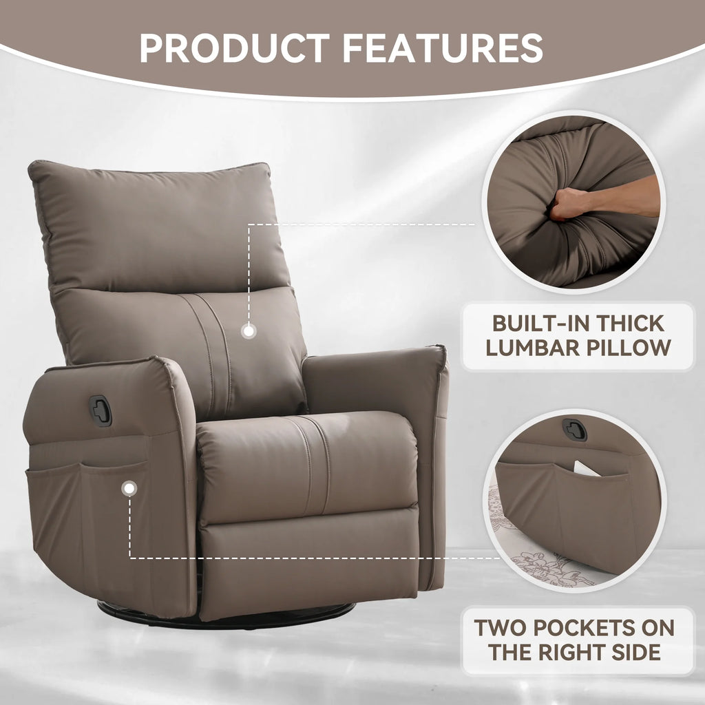 4-in-1 Swivel Glider Rocker Recliner Chair Brown B711