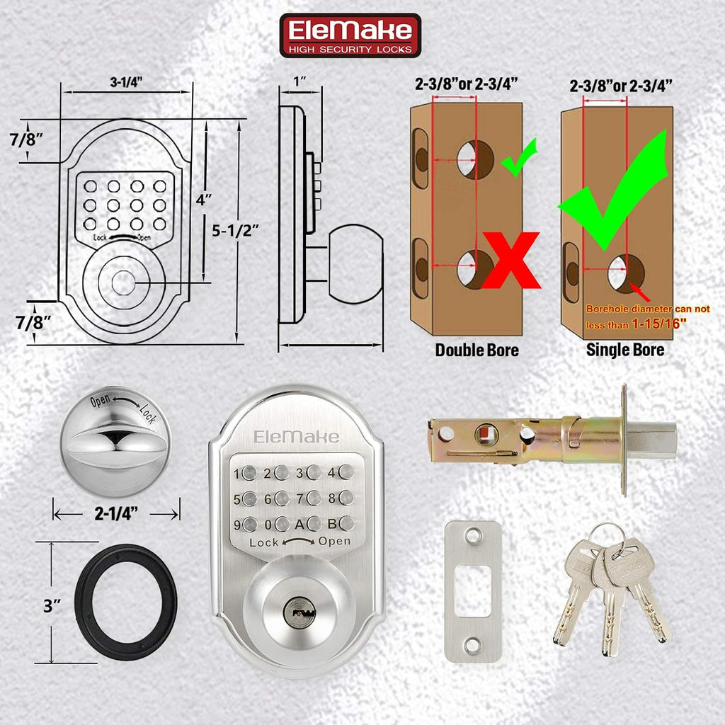 Mechanical Stainless Steel Digital Code Keypad Door Lock Deadbolt Y886