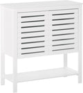 White Buffet Sideboard Storage Cabinet with Slat Double Doors B53704
