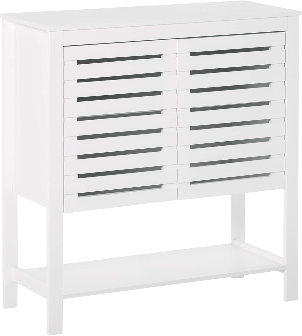 White Buffet Sideboard Storage Cabinet with Slat Double Doors B53704