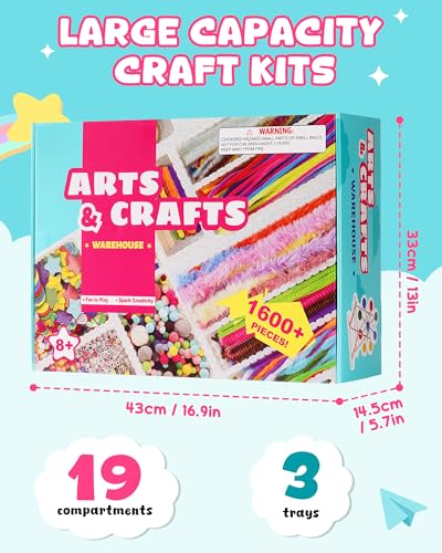 Arts and Crafts Kit 1600 Pieces DIY Craft Supplies U3771