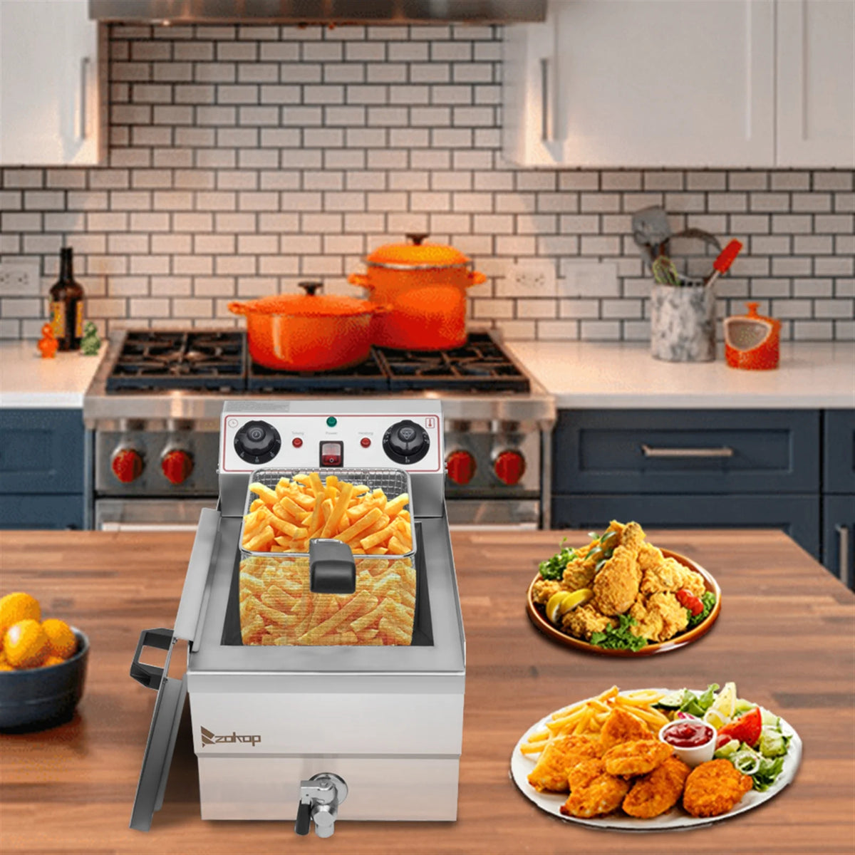 8.5QT Stainless Steel Single Tank Deep Fryer 1700W A89045