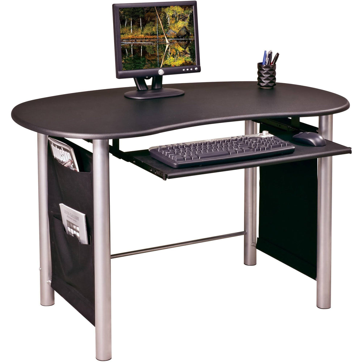 Black Silver Computer Desk U5059