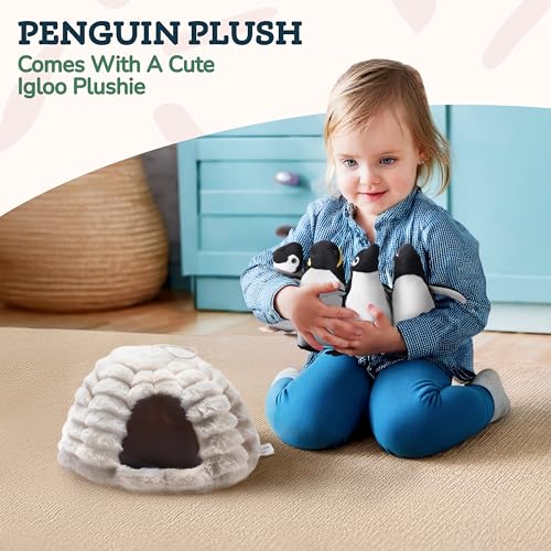 Large Multicolor Shark Stuffed Animal Plushie with 6 Mini Stuffed Toys H66600