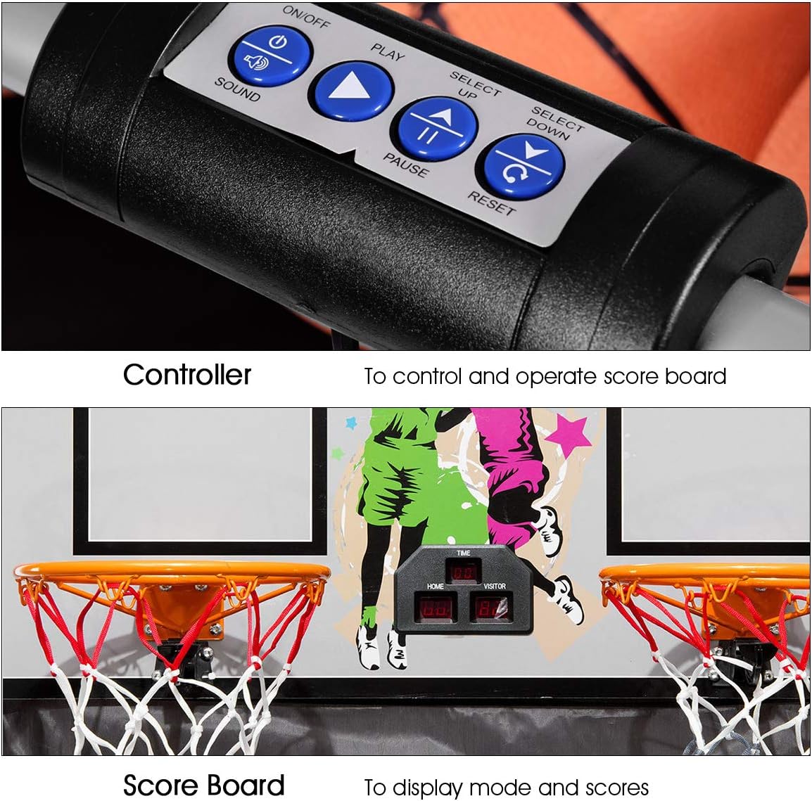 Foldable Basketball Arcade Game with LED Scoring System F586